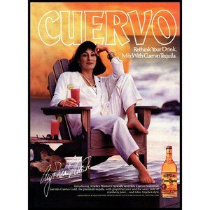 1988 Jose Cuervo Tequila Vintage Print Ad Angelica Huston Adirondack Chair Photo